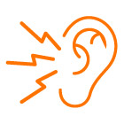 Ilustración de un oído escuchando diferentes sonidos